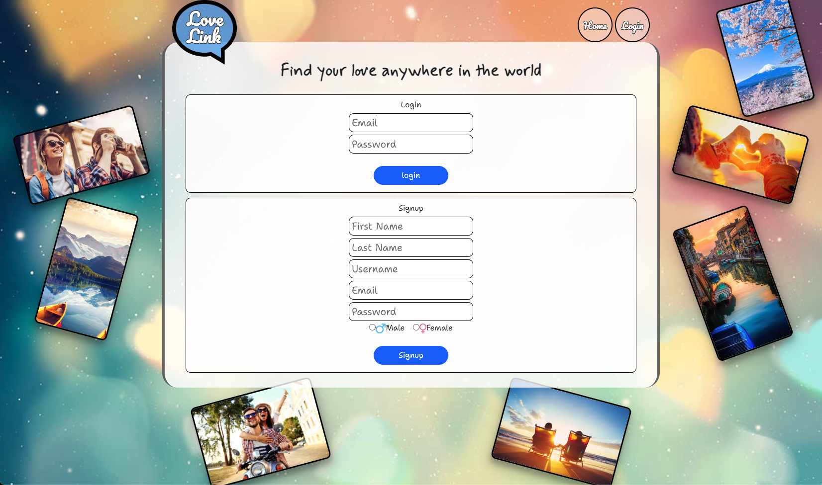 Screenshot of the lovelink dating app